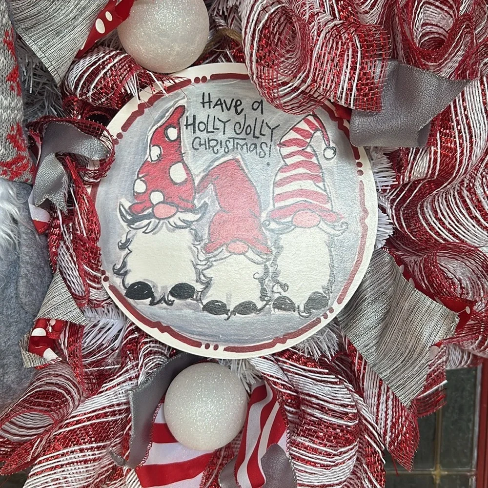 Holly Jolly Christian Gnome XL Wreath
